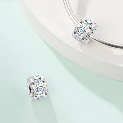 925 Sterling Silver Stopper Clip Charms for Bracelet Necklace Spacer Beads with 5A Cubic Zirconia Mother's Day Christmas DIY Gift for Women(2PCS) - style: Devil's Eye Clip