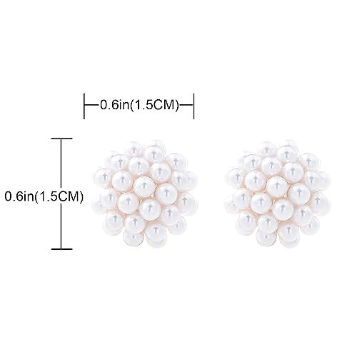 YOQUCOL Simulated Pearl Flower-Cluster Shape Clip On Stud Earrings Non Pierced Ear Earrings for Women - color: C