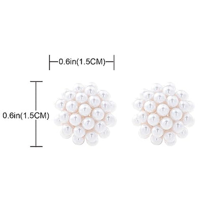YOQUCOL Simulated Pearl Flower-Cluster Shape Clip On Stud Earrings Non Pierced Ear Earrings for Women - color: C