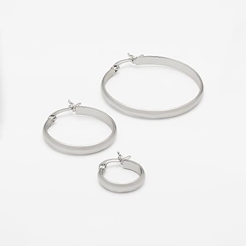 Amazon Essentials 14K Gold or Sterling Silver Plated Polished Dome Hoop - color: Silver, size: 15 mm