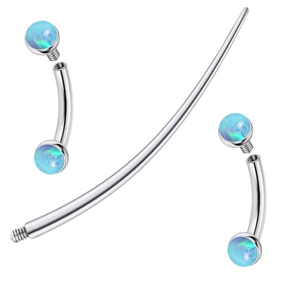 F136 Titanium 16g 6/8/10mm Opal Eyebrow/Rook/Snug/Vertical-Labret/VCH/Snake-Eyes/Anti-Tragus/Christina/Daith/Belly-Button/Bridge/Hood/Surface Curved Barbell Piercing Jewelry for Women Men - color: Blue, size: 6mm=1/4in