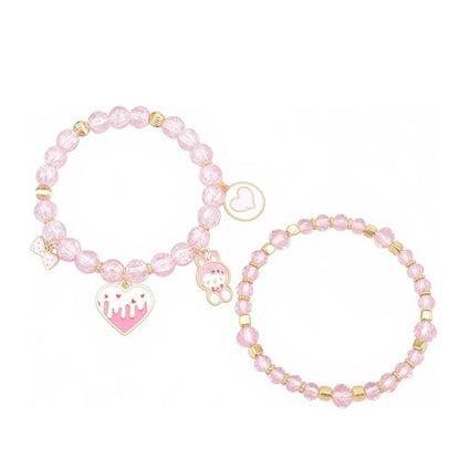 Cute Cartoon Charm Beaded Stretch Bracelet Set, Crystal Beads with Enamel Animal Charms - color: color-3
