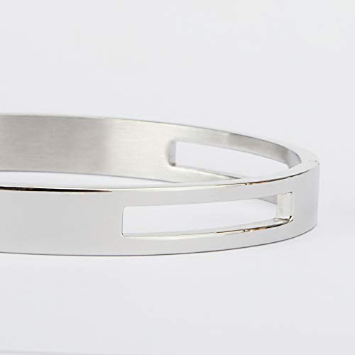 MILAKOO 6/8mm Gold/Silver Color Bangle Hollow Stainless Steel with Rhinestone Bracelets - color: Silver, size: 6mm