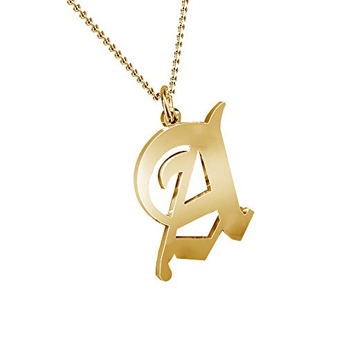 Women's Old English Initial Necklace 18K Gold Plated Stainless Steel Letter Pendant Gift - style: Chain,Elegant,Gold Plated,Vintage