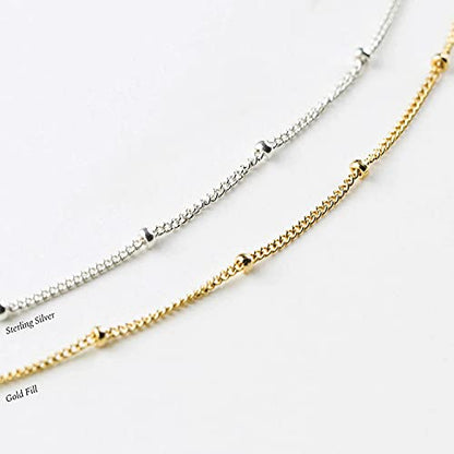 Dainty Simple Chain Anklet for Women 18k Gold/Silver Plated Summer Beach Beaded Evil Eye Moon Figaro Butterfly Satellite Cuban Pearl Flat Marina Anklet Gift - color: Satellite -Silver