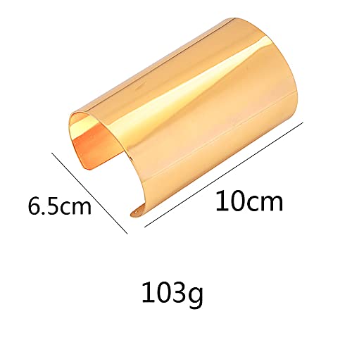 COLORFUL BLING Punk Alloy Hollow Geometric Smooth Polished Gold Hoop Open Cuff Wide Bracelet Bangle Wrist Jewelry for Women Lady - color: 4pcs gold