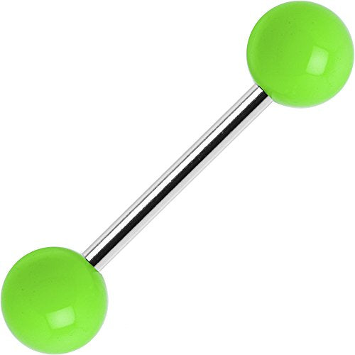 Body Candy Stainless Steel Neon Green 6mm Acrylic Ball Barbell Tongue Ring