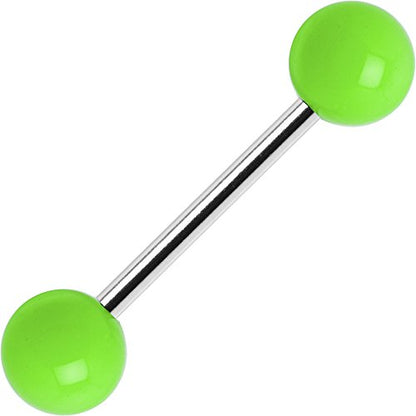 Body Candy Stainless Steel Neon Green 6mm Acrylic Ball Barbell Tongue Ring