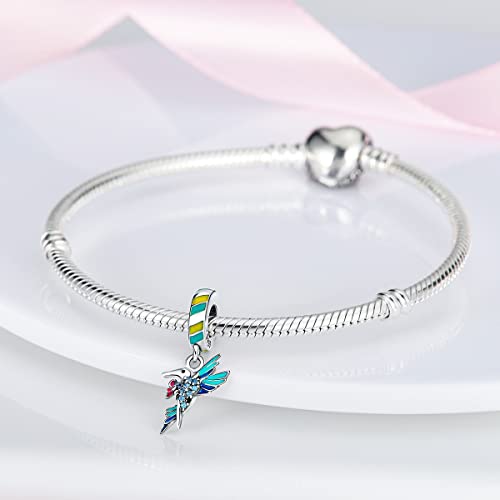 MULA 925 Sterling Silver Charms for Bracelets and Necklace Family Pendants | Airplane Travel Dangle Beads Family Tree Jewelry Charms for Women - color: Hummingbird Charm