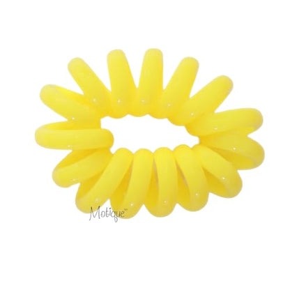 Jumbo Coil Pony Holder Hair Ties - Set of 4 (Yellow) - color: Yellow