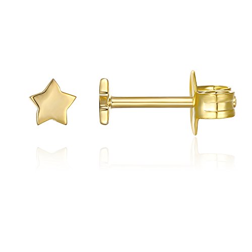 PAVOI 14K Gold Plated Dainty Stud Earrings for Women, Small Piercing Studs | Hypoallergenic Earrings with 925 Sterling Silver Posts - Bar, Dot, Heart, Triangle, Star & Cat Stud Earrings - style: Star