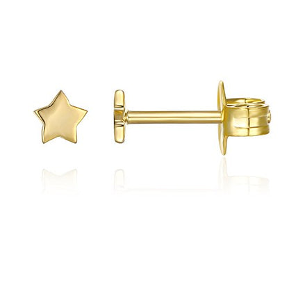 PAVOI 14K Gold Plated Dainty Stud Earrings for Women, Small Piercing Studs | Hypoallergenic Earrings with 925 Sterling Silver Posts - Bar, Dot, Heart, Triangle, Star & Cat Stud Earrings - style: Star