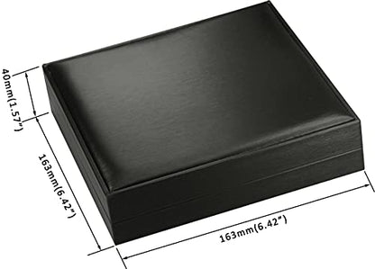 Black Big Necklace Chain Jewelry Gift Box Luxury Soft Touch PU Leather | A large pendant storage holder case for women men wedding engagement giftgiving(not big enough for chunky necklaces) - color: Black PU Big Necklace Box