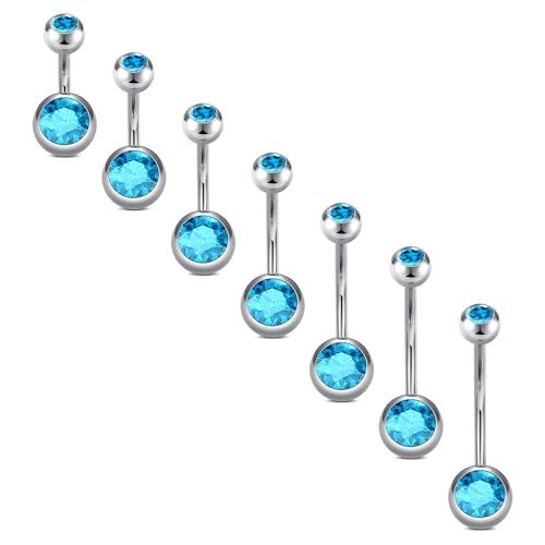 VCMART 14g Belly Button Ring Belly Button Piercing Belly Rings Surgical Steel Belly Button Rings 6mm 8mm 10mm 12mm 14mm 16mm 18mm Short Long Bar Belly Piercing Jewelry for Women Silver - color: A2 -6/8/10/12/14/16/18MM