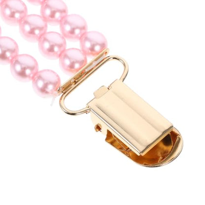 Vintage Sweater Swirl Clip Faux Pearl Shawl Chain Clips for Women Metal Sweater Clasps in Pink Anti-exposure Design for Daily Wear and Evening Events