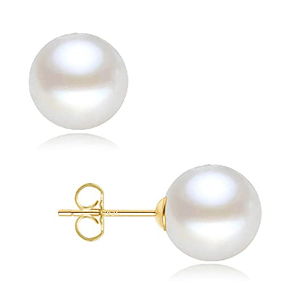 18K Gold Plated 925 Sterling Silver Shell Pearl Stud Earrings,Hypoallergenic to Sensitive Ears - style: B_XS - 8mm