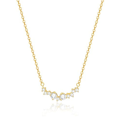 Zeffy Diamond Necklaces for Women, Dainty Gold Necklace 18k Gold Plated Layered Necklaces Simple Gold CZ Diamond Pendant Necklaces for Women Trendy Jewelry Gifts for Girls - color: Gold Multi CZ Necklace