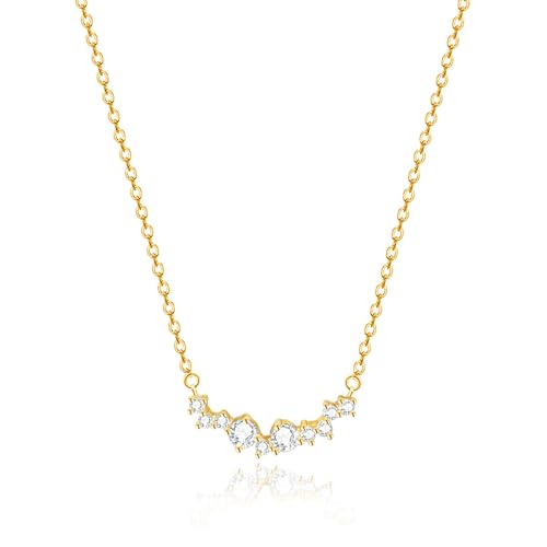 Zeffy Diamond Necklaces for Women, Dainty Gold Necklace 18k Gold Plated Layered Necklaces Simple Gold CZ Diamond Pendant Necklaces for Women Trendy Jewelry Gifts for Girls - color: Gold Multi CZ Necklace