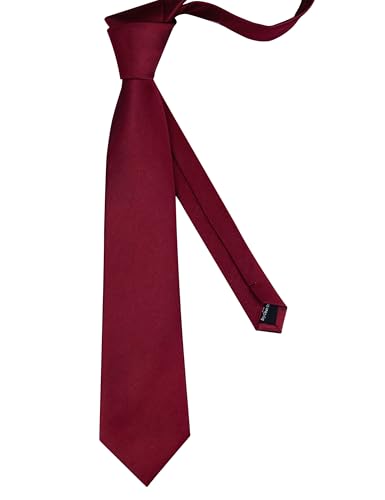 GUSLESON Classic New 3.15"（8cm） Men's Solid Color Necktie Wedding Business Tie + Gift Box - color: Burgundy