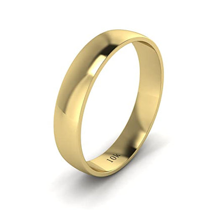 LANDA JEWEL Unisex Solid 10k White Rose Yellow Gold 4mm Comfort Traditional Highly Polished Wedding Ring Plain Band - color: Yellow