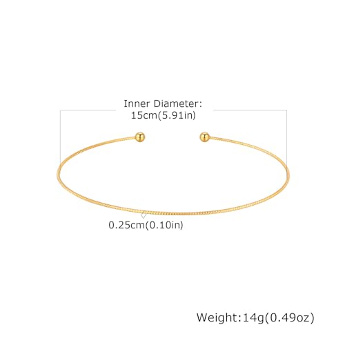 JAJAFOOK Minimalist Round Gold-Tone Bar Necklace Simple Fashion High Neck Choker Female King Neckwire - color: Wire with Ball