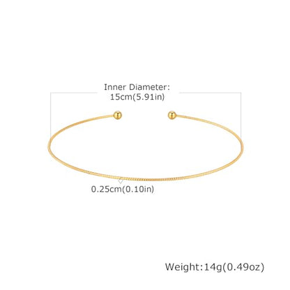JAJAFOOK Minimalist Round Gold-Tone Bar Necklace Simple Fashion High Neck Choker Female King Neckwire - color: Wire with Ball