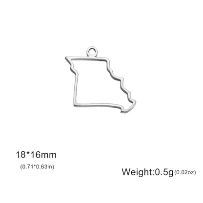 kkjoy 5Pcs Hollow Continents Maps of USA Pendant Charms for Jewelry Making and Crafting, Stainless Steel Mini Charm Craft Supplies Accessories for DIY Bracelet Necklace Earrings - color: Hollow Missouri Map - Silver