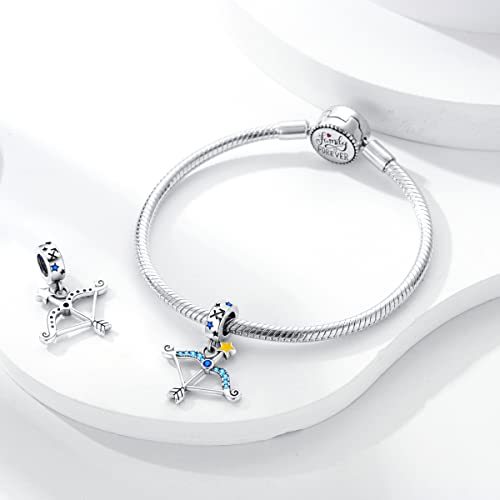 Zodiac Sign Charms for Bracelet Necklace 925 Sterling Silver Charms 12 Constellation/Horoscope Star Dangle Birthstone Beads, Birthday Jewelry Gifts for Women Men - color: Zodiac Sagittarius(11.22～12.21)