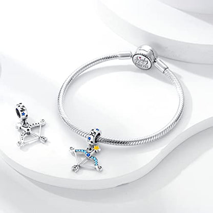 Zodiac Sign Charms for Bracelet Necklace 925 Sterling Silver Charms 12 Constellation/Horoscope Star Dangle Birthstone Beads, Birthday Jewelry Gifts for Women Men - color: Zodiac Sagittarius(11.22～12.21)