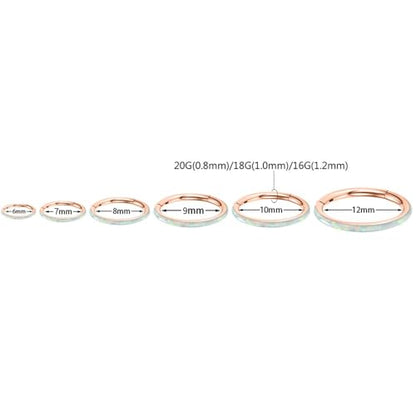 PEAKLINK Hinged Nose Hoop Ring Surgical Steel Conch Cartilage Helix Lobe Earring for Septum Lip Tragus Daith Rook Orbital Belly Nose Piercing Jewelry - color: Rose Gold with White Opal