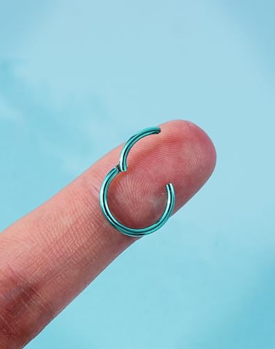 316L Stainless Steel Hoop Earrings, Hinged Segment Earrings Hoop, Cartilage Helix Conch Daith Septum Earrings Hoops - color: Green, size: 1.2*10mm