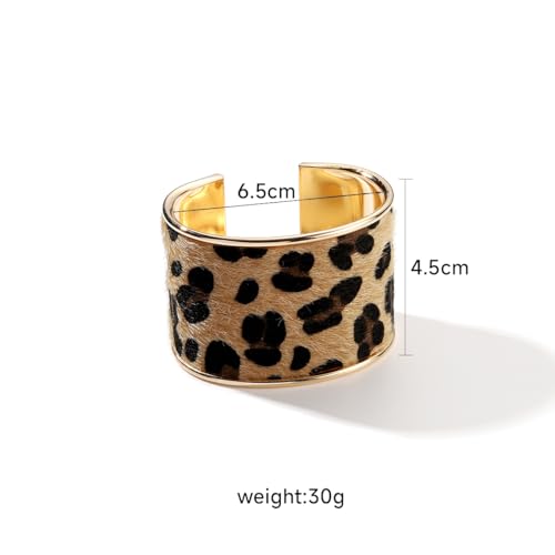 COLORFUL BLING Metal Punk Leopard Print Bangle Bracelet for Women Wide Chunky Gold Stackable Wrapped Open Cuff Bracelets Wristband Statement Jewelry - style: style 3