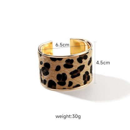 COLORFUL BLING Metal Punk Leopard Print Bangle Bracelet for Women Wide Chunky Gold Stackable Wrapped Open Cuff Bracelets Wristband Statement Jewelry - style: style 3