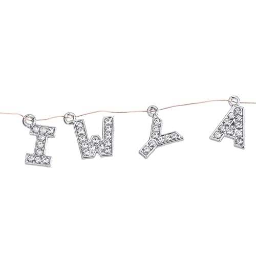 MECCANIXITY Alphabet A-Z Letter Charm Jewelry Rhinestones Initial Pendant for Jewelry Making, Bracelet, Craft, Pack of 26, Silver