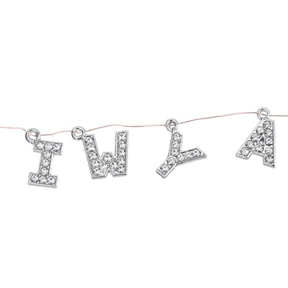 MECCANIXITY Alphabet A-Z Letter Charm Jewelry Rhinestones Initial Pendant for Jewelry Making, Bracelet, Craft, Pack of 26, Silver