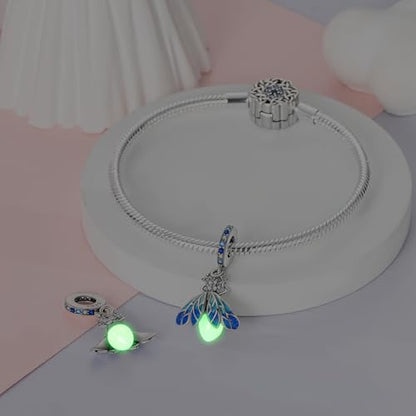 LNQOBU 925 Sterling Silver Charms Color-changing Chameleon Dangle Charm Beads Glow in the Dark Charme fits Pandora Bracelets and Necklace Jewelry Gift for Women - style: Glow in the dark 1725