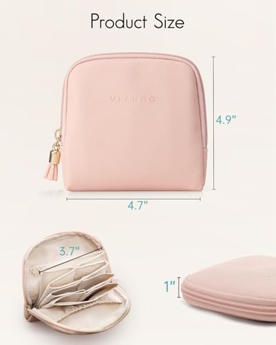 VLANDO Small Travel Jewelry Case,Velvet Pouch Bags with Zipper,Pink | Travel Essentials,PU Leather Organizer with 5 Divided Sections,Carry-On Totes,Gift for Birthday,Bride,Bridesmaid,Women,Girls - color: C.Pink