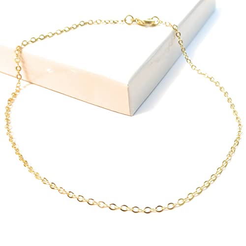 10 Inch Minimalist Anklet Plated Gold Fine Link Stainless Steel Chain Stylish Cable Style Ankle Bracelet Gift Boxed