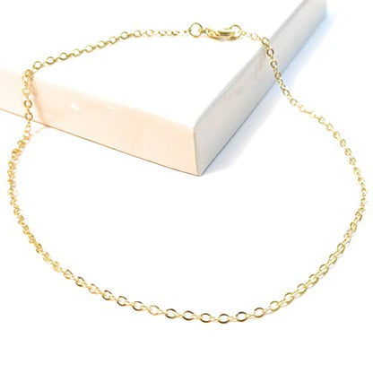 10 Inch Minimalist Anklet Plated Gold Fine Link Stainless Steel Chain Stylish Cable Style Ankle Bracelet Gift Boxed