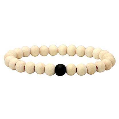 Eigso 6-8mm Wood Beads Bracelet Prayer Beads for Meditation Buddha Tibetan Bracelet for Men and Women - color: E:2 PCS