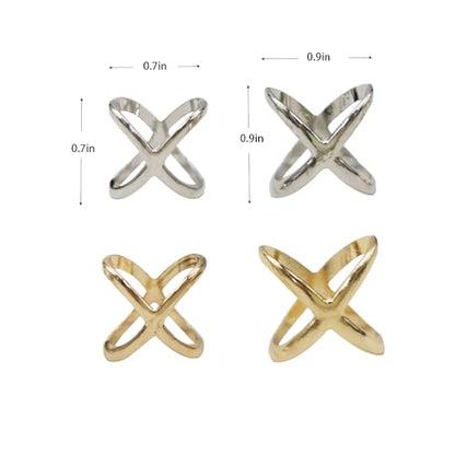 VIGUEUR 4PCS Scarf Ring Clips for Women, Decorative Scarf Slide Buckles, Gold and Silver