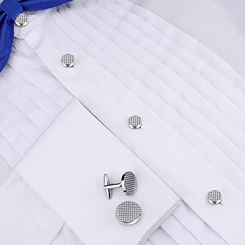 HAWSON Silver/Gold Cufflinks for Men with Tuxedo Shirt Studs,Men Accessories Jewelry with Gift Box,Gifts for Family,Best Friend on Wedding Business Birthday Anniversary - color: Silver ( Cufflinks with 6 pcs studs)