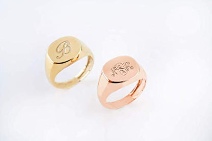 Elegant jewel box Women 3 monogram signet ring in solid Gold 9k, 14k, & 18k, Custom engraved chevalier, Personalized Initial signet ring, Unique gift, RN340