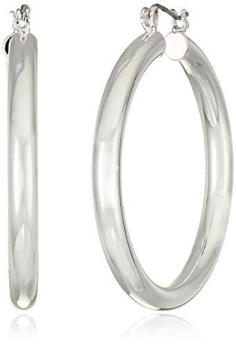 Nine West Women's Hoop Earrings, Classic Fashion Jewelry Accessories for Everyday Wear, Lightweight Statement Earrings for Casual, Office, and Evening Looks - color: Medium Tube - Silver