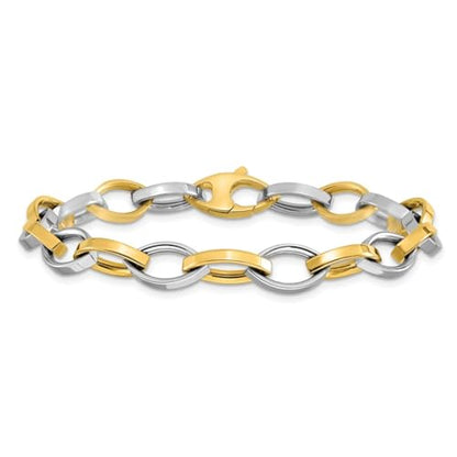 14K Two-tone Gold Polished Link Bracelet 7.5"