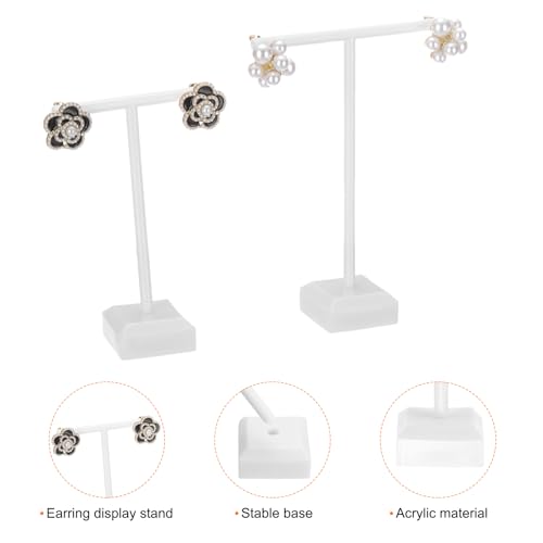 uxcell Earring Display Stands, 2pcs Earring Holder T Bar Earring Organizer Earring Display Storage Rack for Necklaces Bracelet Photography Prop, White - color: White