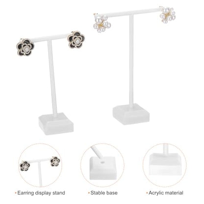 uxcell Earring Display Stands, 2pcs Earring Holder T Bar Earring Organizer Earring Display Storage Rack for Necklaces Bracelet Photography Prop, White - color: White