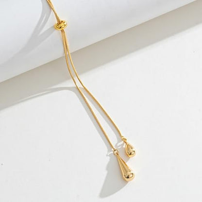 Gold Lariat Necklace for Women Heart Pearl Y - Shaped Long Necklace Simple Chain Trendy Jewelry Gifts - color: Tassel Drop