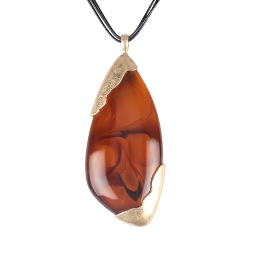 Jeilwiy Chunky Necklaces for Women Leather Cord Necklace with Pendant Boho Long Sweater Necklace Vintage Jewelry - style: Large Statement Necklace