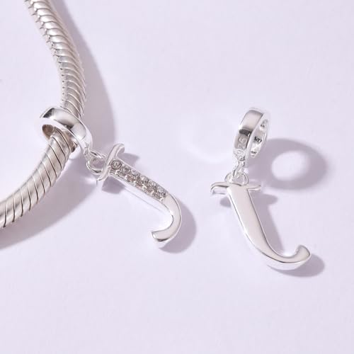 925 Sterling Silver Initial Charm fits Pandora, Gift for Mom Wife | Christmas,Birthday,Mother's Day, Anniversary, Valentine's Day - color: Letter J